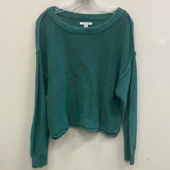 American Eagle Women's Green Knit Dolman Sleeve Scoop neck Sweater SMALL 740 - Picture 1 of 6